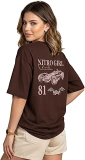 JUNEBERRY® Women’s Pure Cotton Drop Shoulder Printed T-Shirt | Oversized Baggy Fit Half Sleeve Round Neck Graphic Tee (S–XXL) Price In India