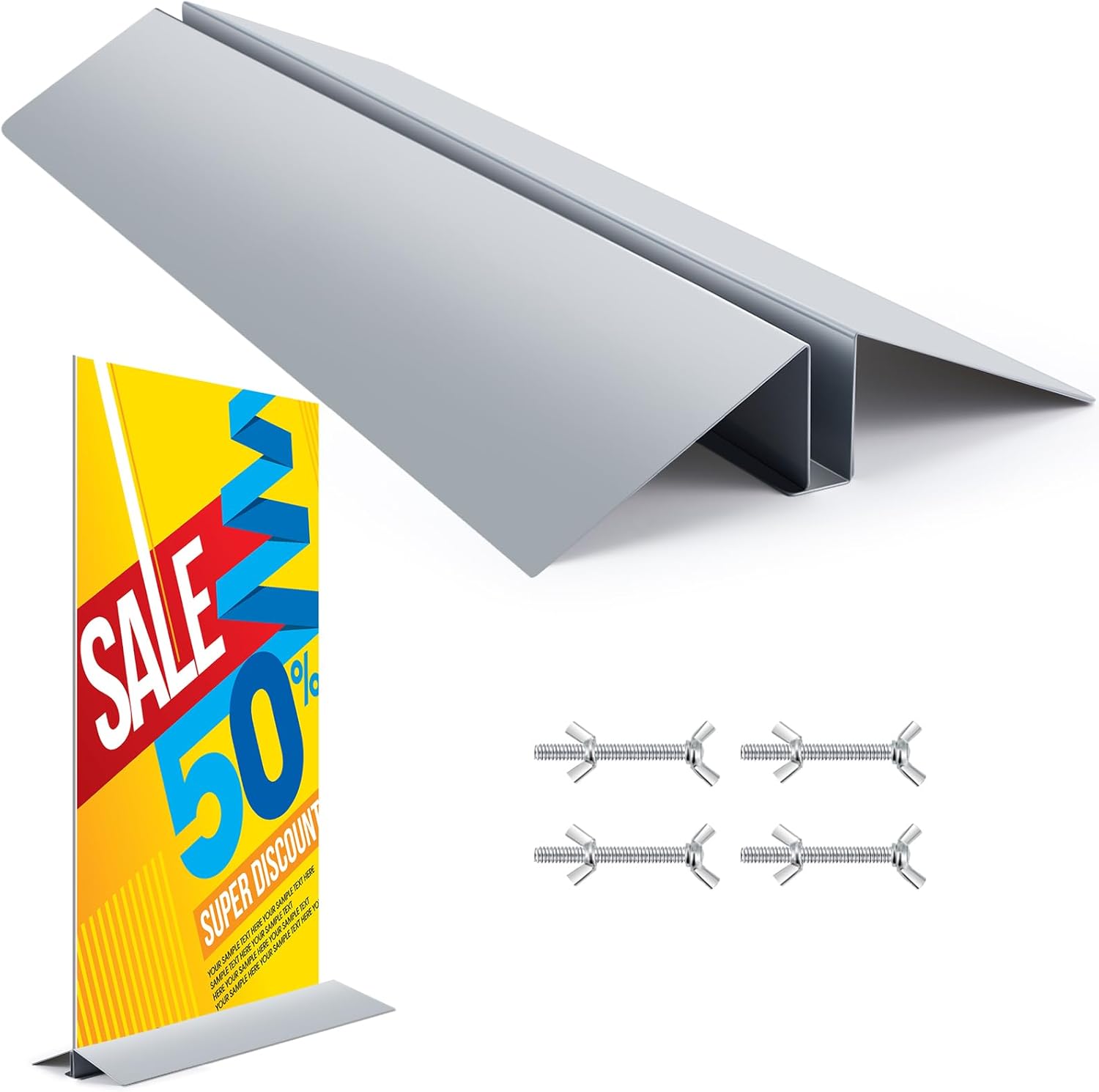Blulu Metal Floor Sign Stand Holder Fits 36" Wide Board up to 72" Tall Graphic Floor Standing Display Stand for Composite Foam Board, Acrylic Glass Sign, Base Only 36 Inch