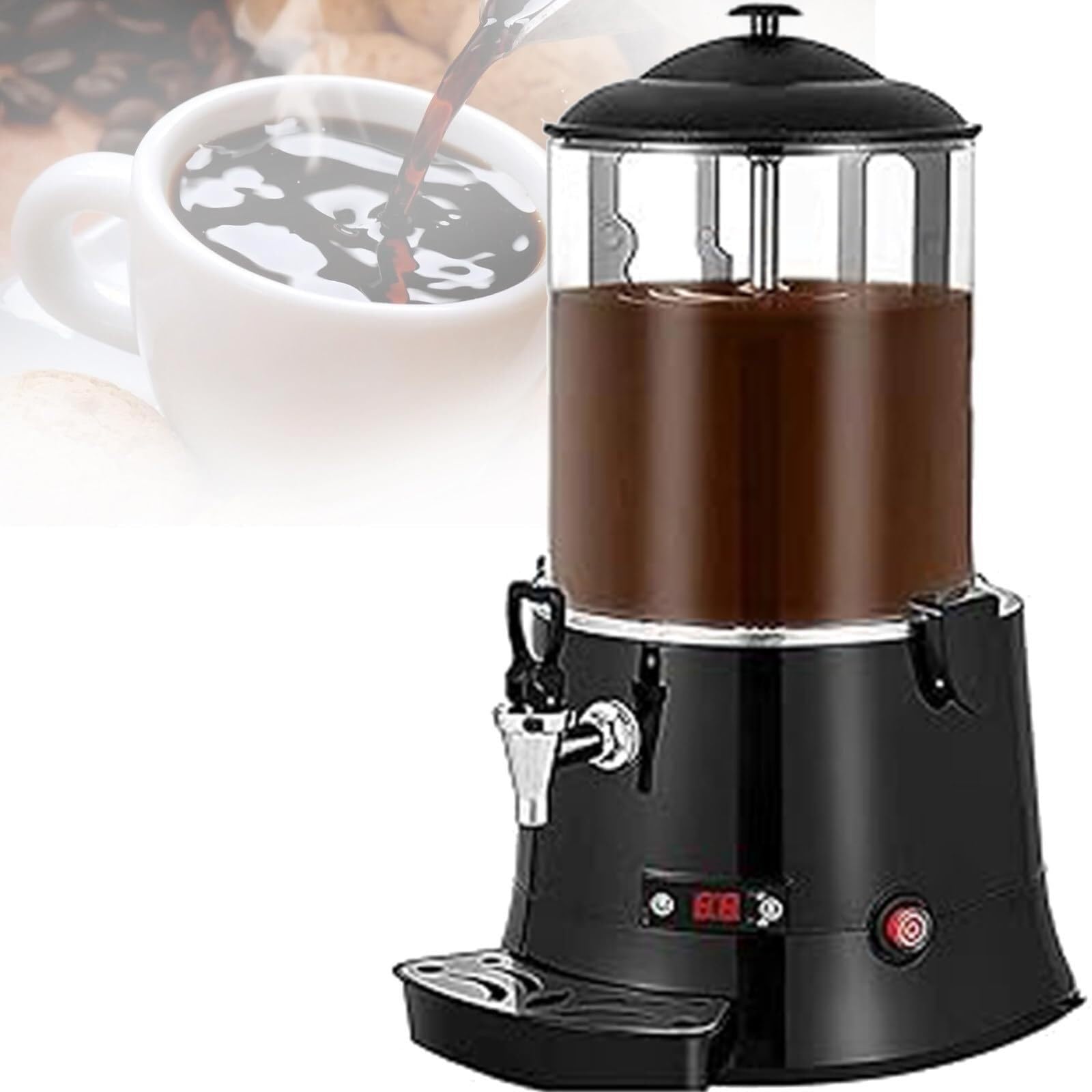 DFEDHF Hot Chocolate Dispenser Machine,Commercial Chocolate Fountain,Electric Chocolate Beverage Making Machine,30~90? Adjustment Chocolate Tempering Machine for Heating Coffeeilk (10L)