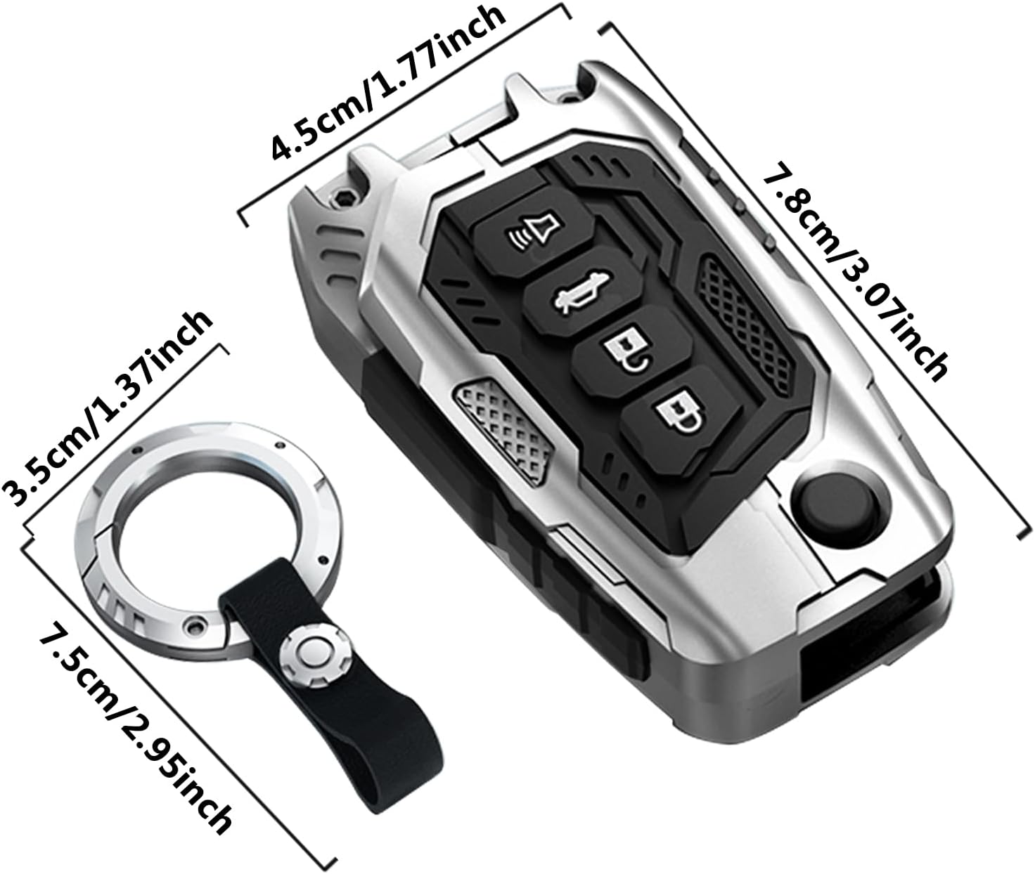 Heavy Zinc Alloy Key Fob Cover Case Compatible with Toyota Camry RAV4 Corolla Tundra Fortuner,2018-2022 C-HR LE Protection Shell Car Accessories (Silver, 4 Buttons)