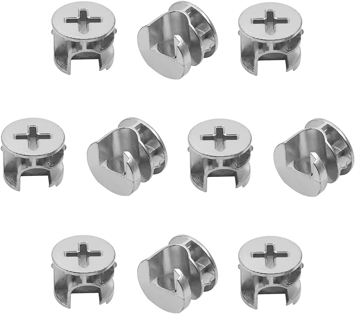 0.47"x0.39" Furniture Connecter Cam Lock Fittings for Cabinet Drawer Dresser and Wardrobe Furniture Panel Connecting, Silver Blue 50Pcs