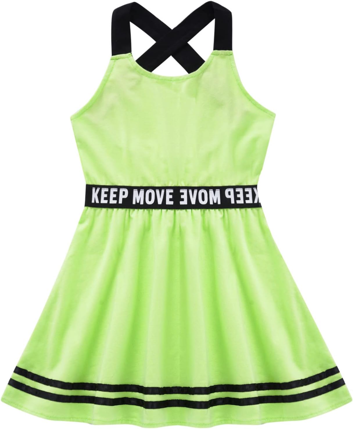 TTAO Kids Girls Tennis Golf Outfit Sleeveless Sports Dress Workout Athletic Criss Cross Shoulder A-line Dress