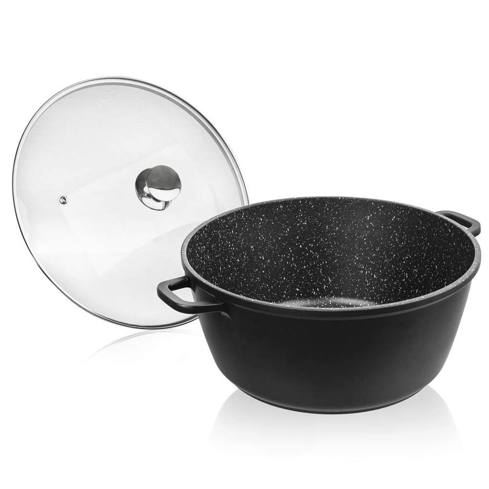 orion group Olla de aluminio fundido | con tapa de cristal de granito, 32 cm, 9,7 l de gas