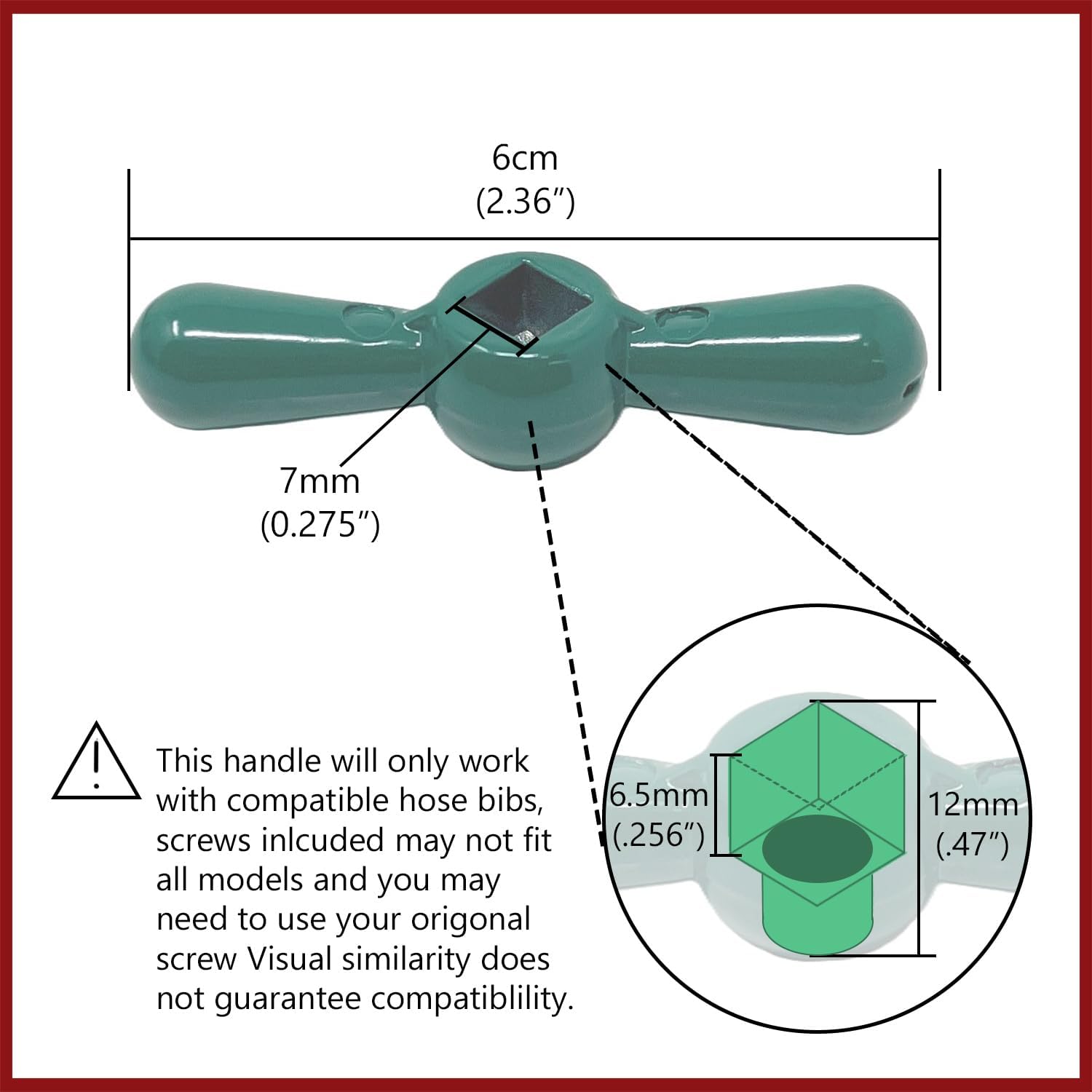 MI MADOL IMPORTS, LLC MADOL Green Metal Replacement Tee Handle with Square Broach Sillcock Tee Hose Bibb Replacement Handle Qty 2 [5400-2] Maneral Cuadrado para Llave de Nariz image 3