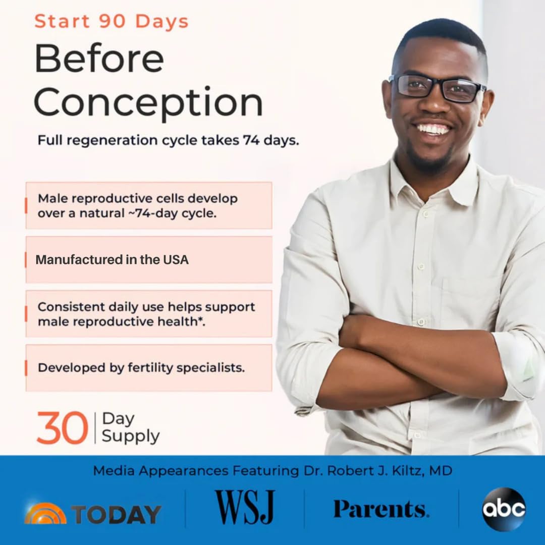 Male Preconception+ Fertility Supplements for Men - Reproductive Cell & Fertility Support - Conception for Him - CoQ10, Ashwagandha, Shilajit, DAA, Zinc, Selenium - 30 Day Supply — Amazon image 3