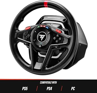 Playstation公式ライセンスThrustmaster スラストマスター ハンコン T128 PS5 PS4 PC ハンドルコントローラー レーシングゲーム フォースフィードバックシステム 磁気ペダルセット 国内正規品1年間メーカー保証 ブラック