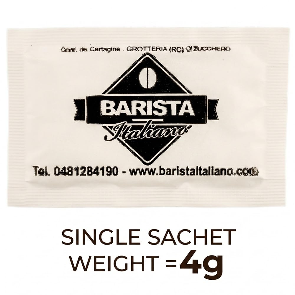 Barista Italiano - 1000 Sobres de Azúcar Blanco de 4g | Perfectos para una taza de café | Made in Italy