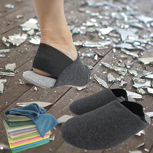 スリッパ 防災 災害 避難 硝子 ガラス 足 ケガ防止 釘踏み抜き防止インソール 女性 防災スリッパ ｍ 子供 ルームシューズ レディース かかと付き 折り畳み 携帯 室内履き シューズ くつ 滑りにくい 入院 介護 病院 地震 転倒防止 靴 安全 折りたたみスリッパ 災害 髪専用 超吸水 速乾 ヘアドライタオル おまけ付 (グレー, M)