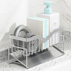 Kitchen Sink Caddy Sponge Holder Quick Draining SUS 304 Stainless Steel Sponge Organizer Basket for Cleaning and Scrub
