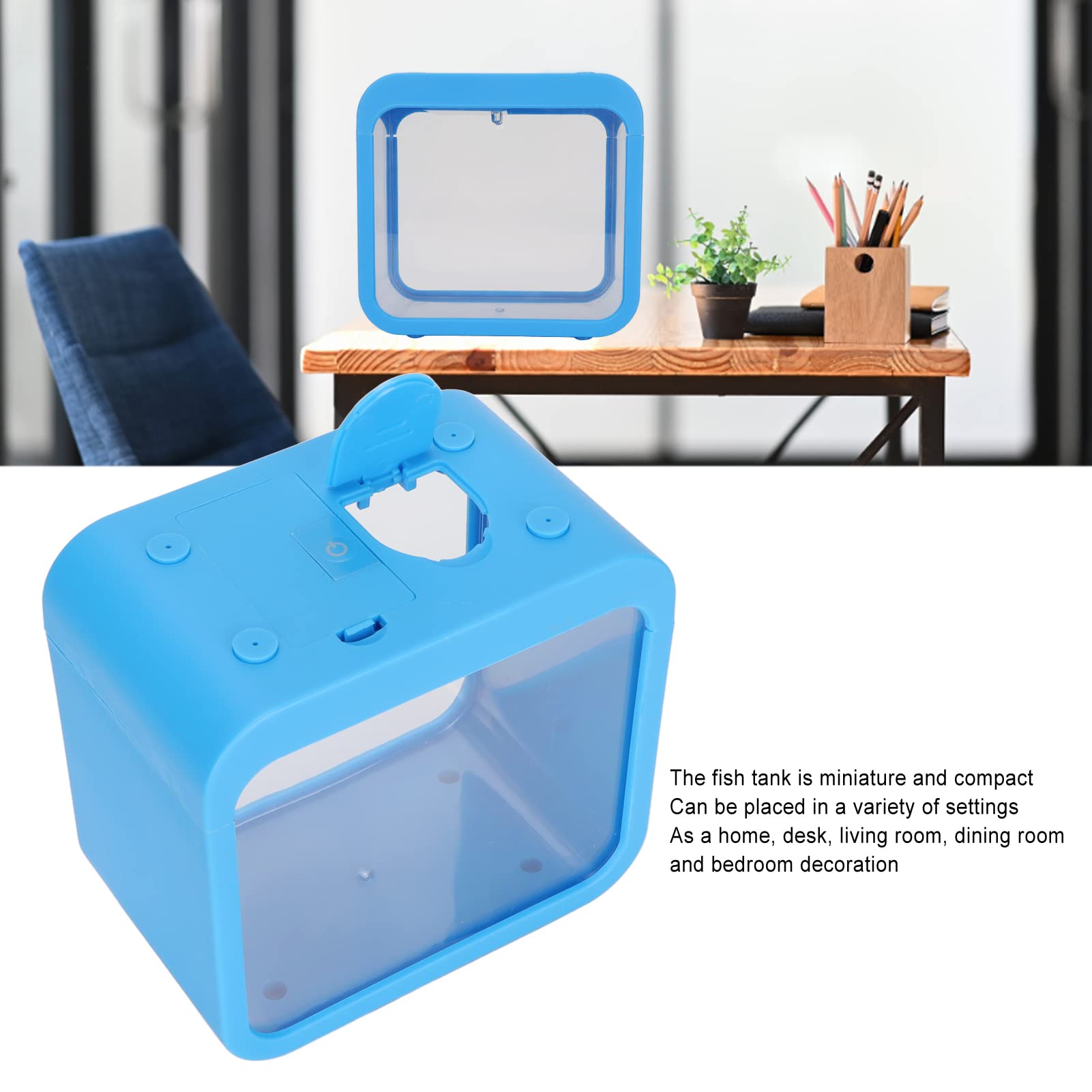 Qcwwy Tanque de Peces de Acuario, Pecera Desmontable Betta Mini Pecera Fácil de Operar LED Luz Nocturna Contenedor de Peces para Acuario Plantas de Interior Pecera Betta para