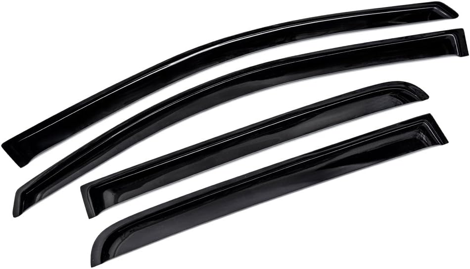 Sizver Smoked Window Visors/Wind Rain Deflector Rain Guard For 2004-2015 Nissan Titan Crew Cab Only