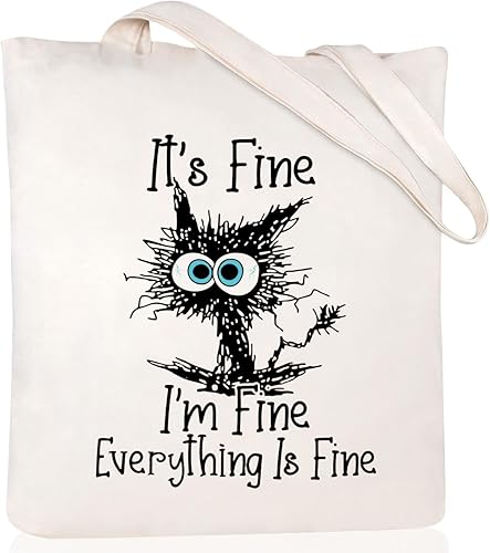 Miniatura 12 de Andeiltech - Bolsa de lona para mujer, con diseño de gato bonito y estética, bolsas reutilizables para compras y comestibles, con bolsillo