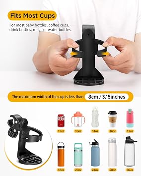 BUNDLEPRO Çocuk arabası için içecek tutucu, evrensel içecek tutucu, ayarlanabilir, bisiklet, tekerlekli sandalye ve tekerlekli sandalyeler için, 2 adet