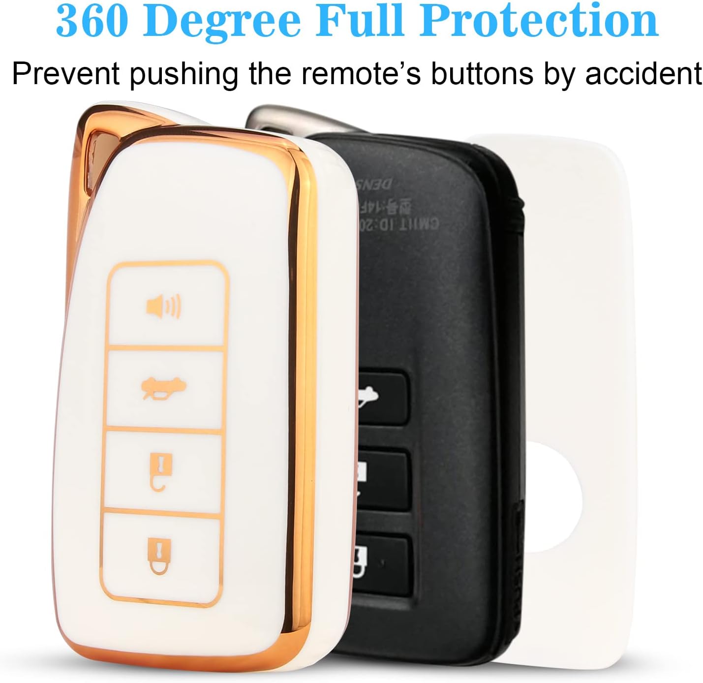 QBUC for Lexus Key fob Cover, Soft TPU Car Key Case Protector with Keychain Compatible with Lexus 2014-Up RX is ES GS LS NX RS GX LX RC LC