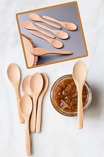 Deconox 12 Adet Bambu Baharat Kaşığı ve Mama Kaşığı, Bambu Reçel Bal Kaşığı 12 Adet