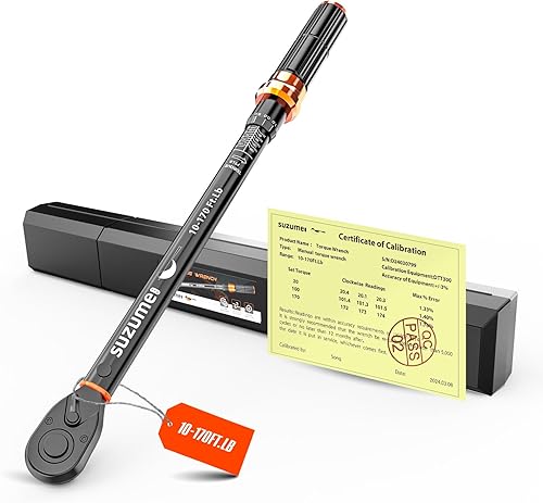 SUZUME Llave dinamométrica de 12 unidad (10-170 pies libras14-231 N.m) Llave dinamométrica de alta precisión, 72 dientes de doble dirección,