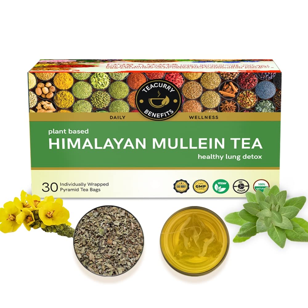 Sponsored Ad - TEACURRY Himalayan Mullein Leaf Tea (30 Tea Bags, 1 Month Pack) - Helps with Lung Detox, Immunity, and Easy Sleep
