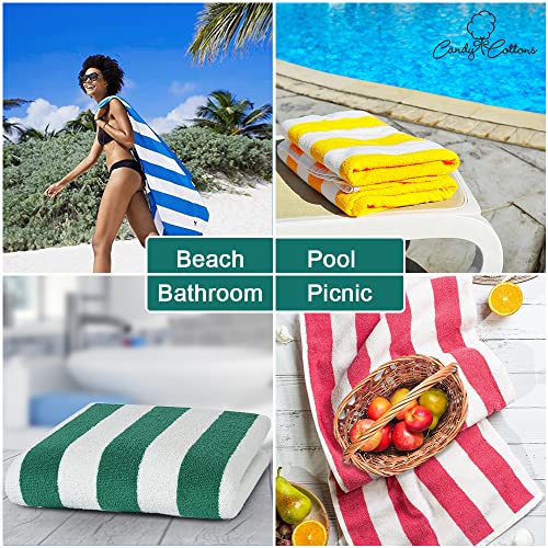 Candy Cottons Beach Towel (60 X 30 Inches) 100% Cotton Stripe Beach Towels, Large Pool Towels, Soft & Quick Dry, Beach Towel For Adult, Highly Absorbent, Royal Blue Pool Towels, Pack Of 4 #TOP5