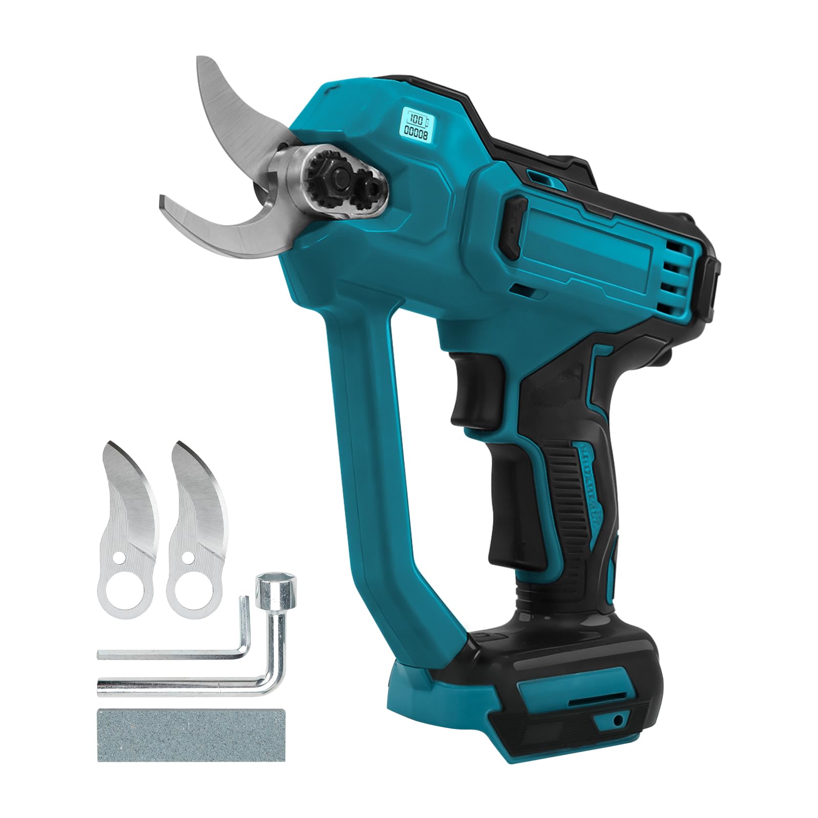 Forbici da giardino elettriche compatibili con batteria Makita da 18 V, forbici da giardino leggere da 35 mm, senza spazzole per giardini e frutteti a 2 marce, display digitale, lame di ricambio SK5