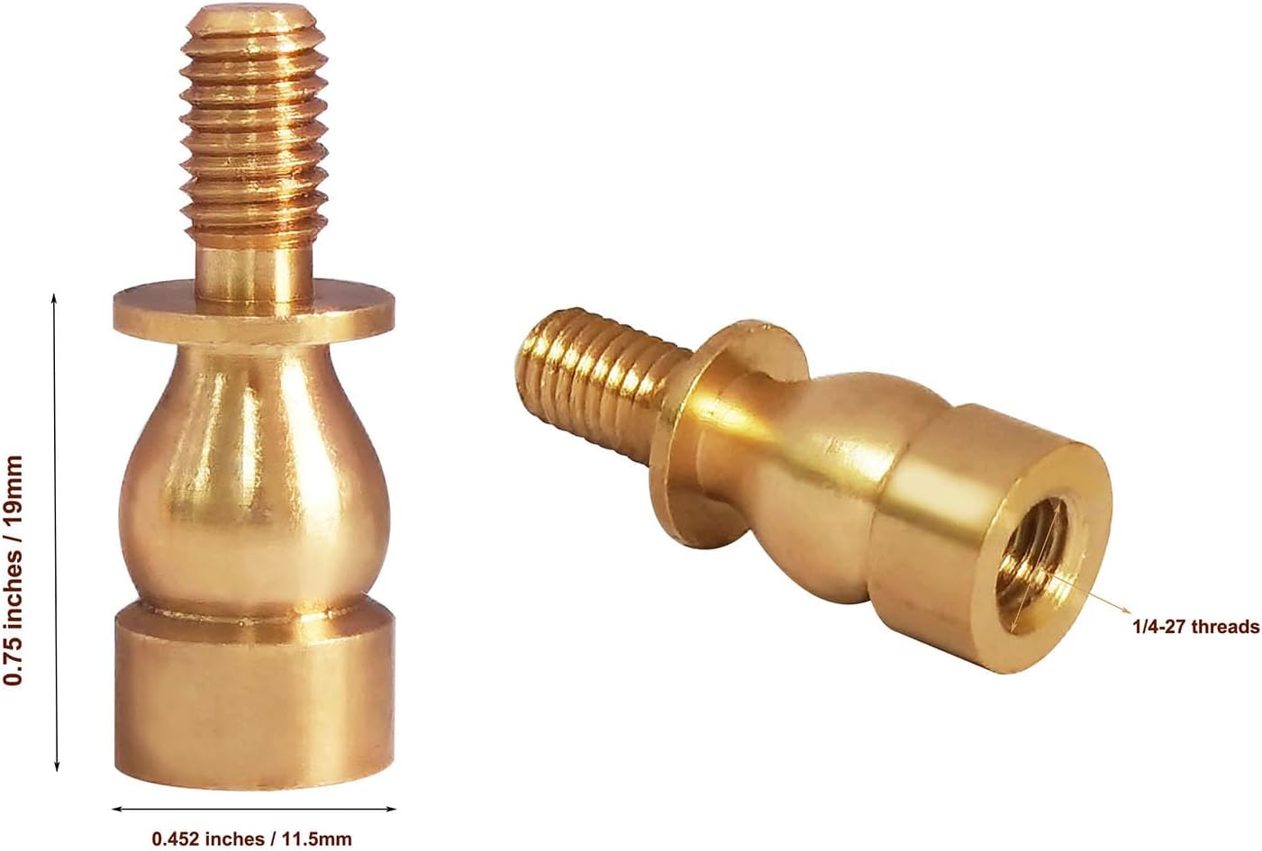 2 pcs 3/4" Turned Solid Brass Lamp Shade Risers for Washer Fitter Type Lamp Shades