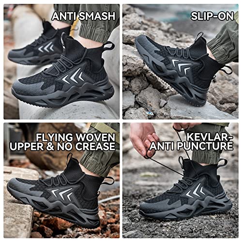 Image of Steel Toe Work Boots for Men Slip on Chelsea Boot with Kevlar Anti-Puncture Sole, ASTM F 2412-24, Men's Industrial & Construction Shoes, Non-Slip Safety Shoes