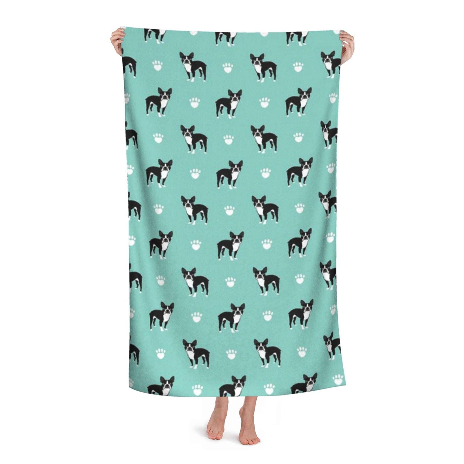ASDTEHCY Telo mare, telo da bagno Boston Terrier, asciugamano da palestra, super assorbente, microfibra morbida ad asciugatura rapida, leggero