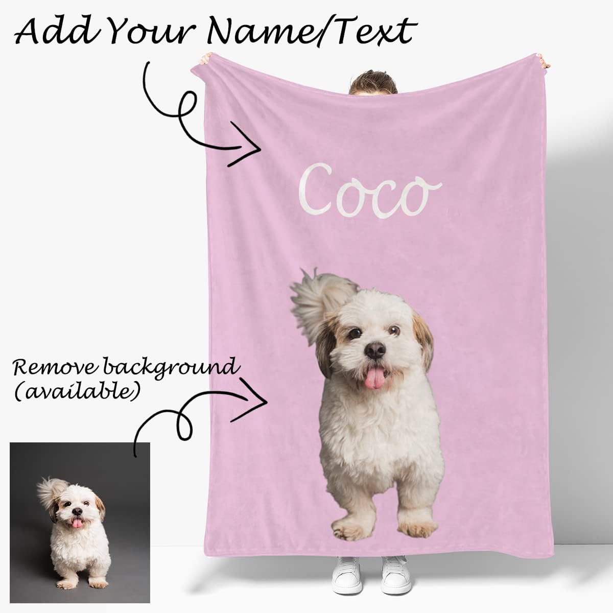 Custom Blanket, Personalized Throw Blankets with Photo Text Funny Gift for Pet Friends Birthday Christmas image 4