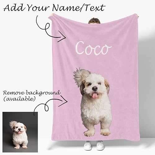 Miniatura 4 de Manta personalizada, mantas personalizadas con texto fotográfico, regalo divertido para amigos de mascotas, cumpleaños, Navidad