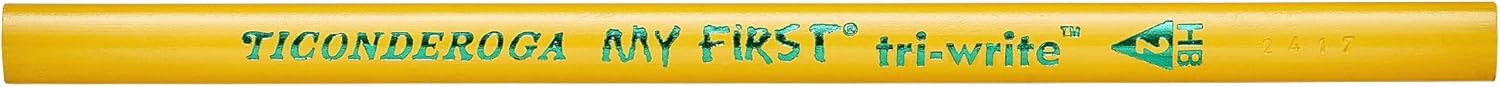 Ticonderoga My First Tri-Write Pencils without Eraser, Primary Size Wood-Cased #2 HB Soft, Yellow (13084) (Pack of 6, 216 Count Total)