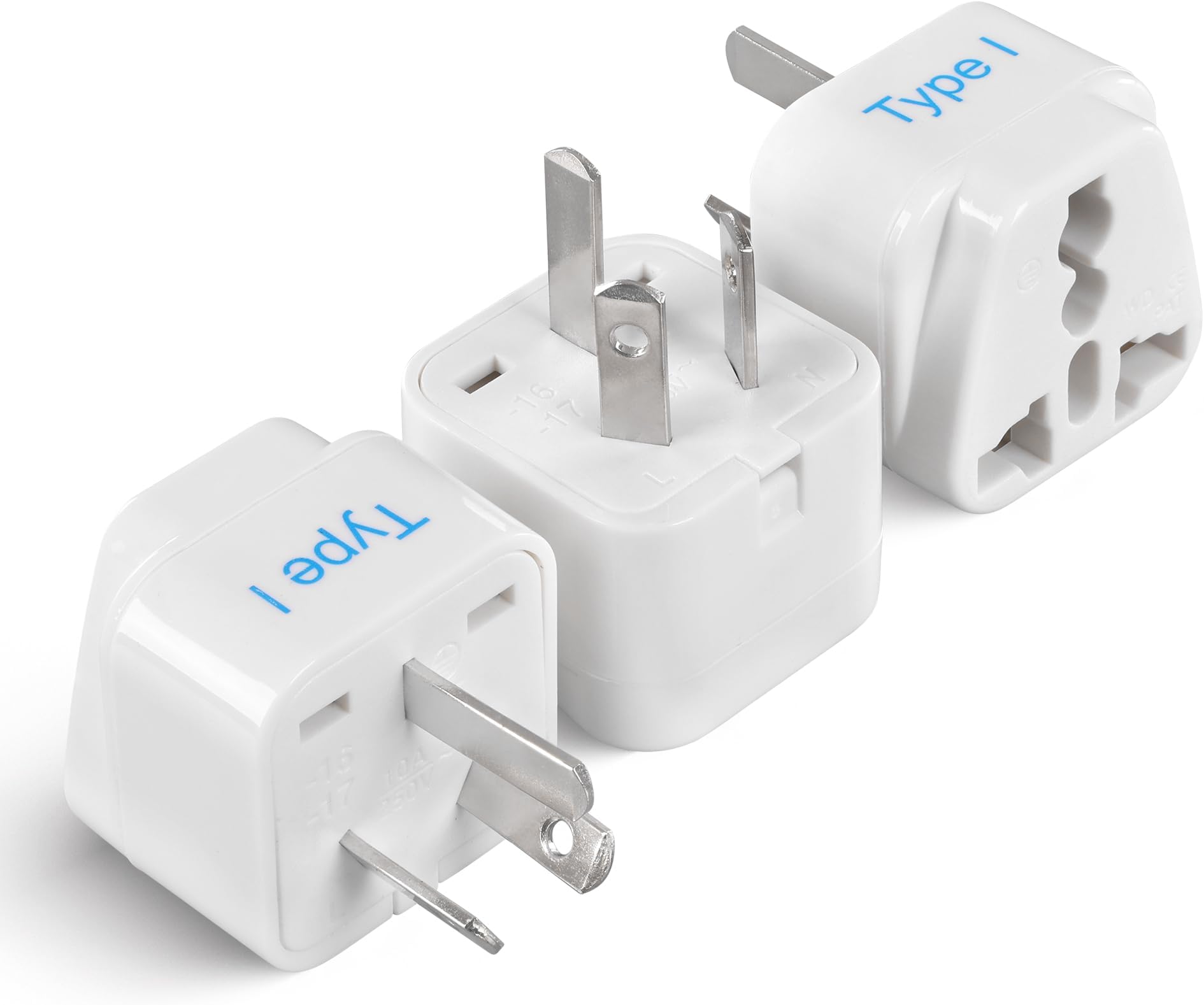 Ceptics India to Australia Adapter Plug, China, New Zealand & More - Type I - CE Certified - RoHS Compliant - White - 3 Pack - 5 Years Warranty