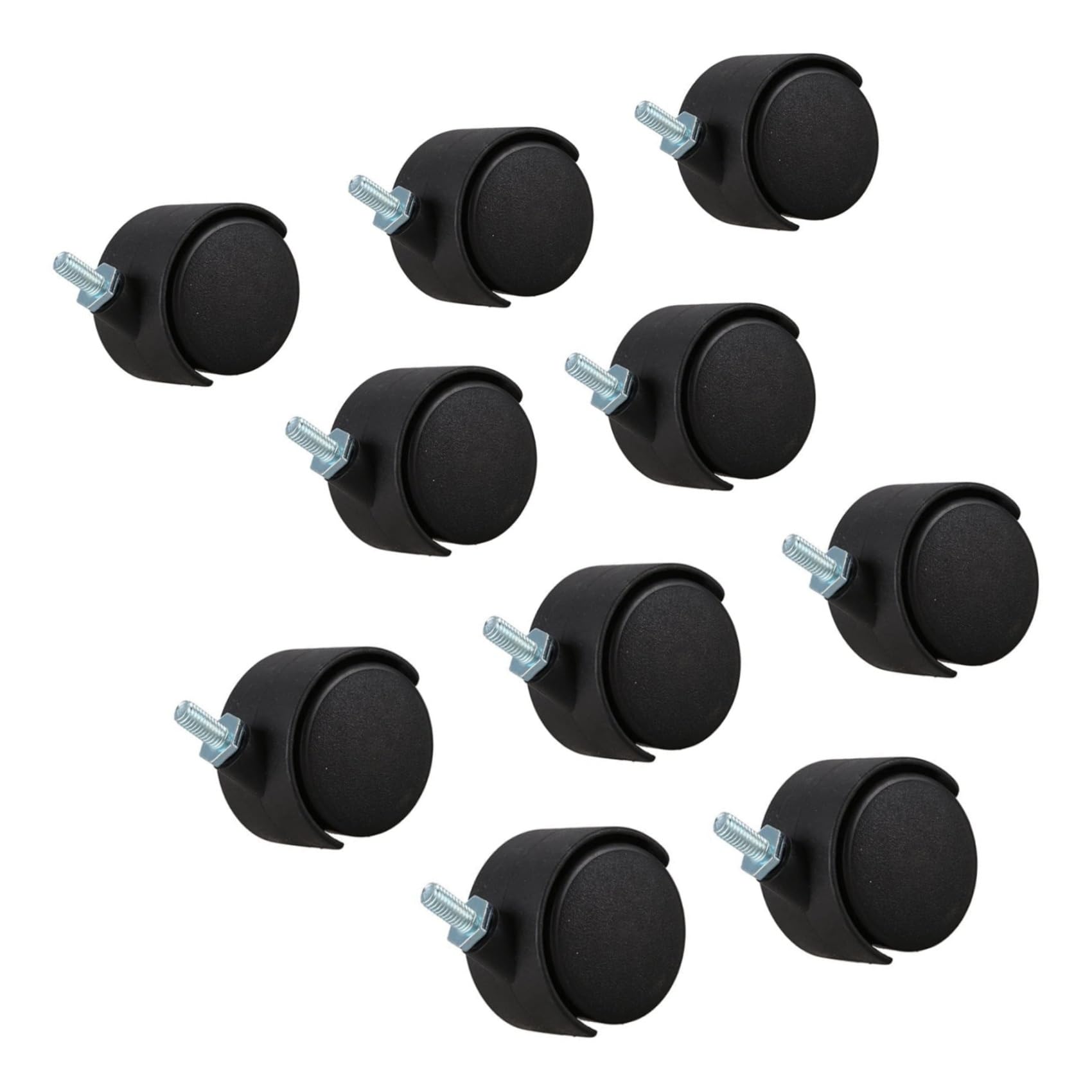 10 pièces 6mm tige filetée 40mm double roulette rotative noire