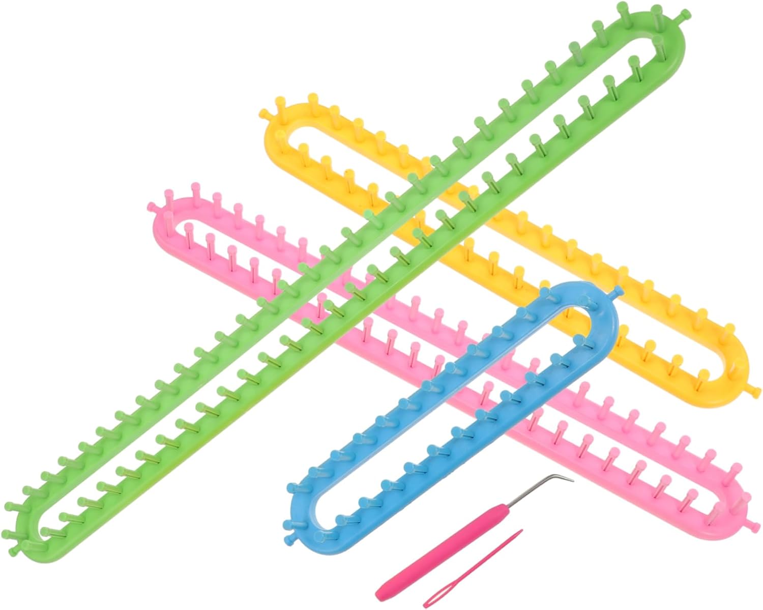 MINAOLULUS 4-Piece Scarf Loom Kit for Adults Plastic Knitting Loom for DIY Hats and Scarves Includes Knitting Tools and Accessories