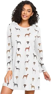 vvfelixl Sleep Shirt for Women,Red Foxes and Cranberries Womens Nightgown Pj Dress Lounge Sleepwear Long Sleeve S-XXXL
