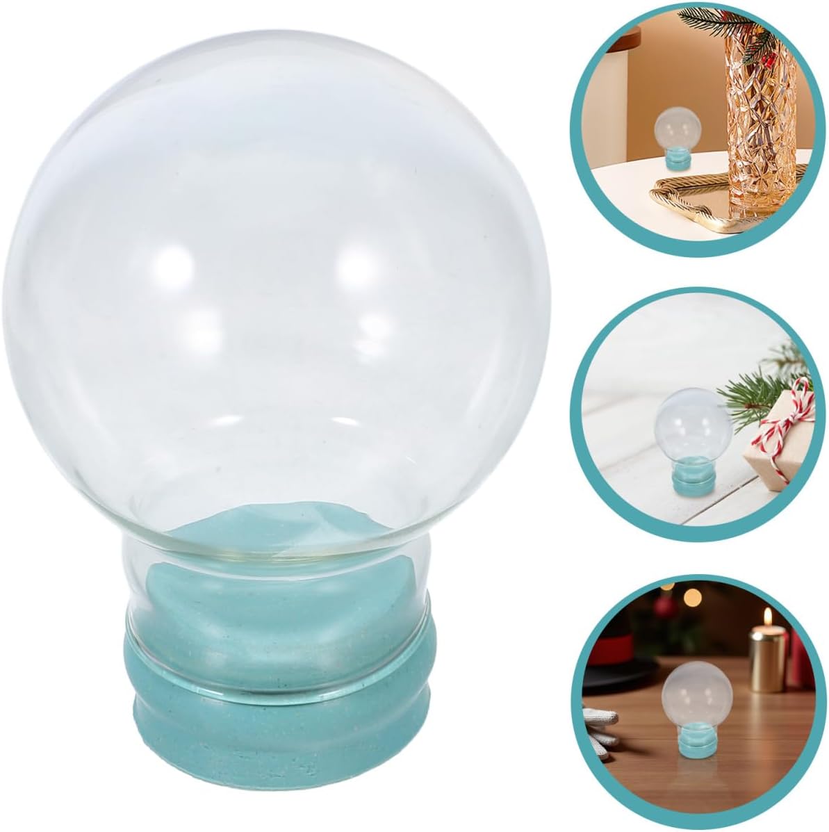 Clear Glass Snow Globe Dome, 2.55'' Fillable Water Globe Holder Ball Jar for DIY Crafts - Empty Sphere Kit for Home Office Christmas Decorations Centerpieces