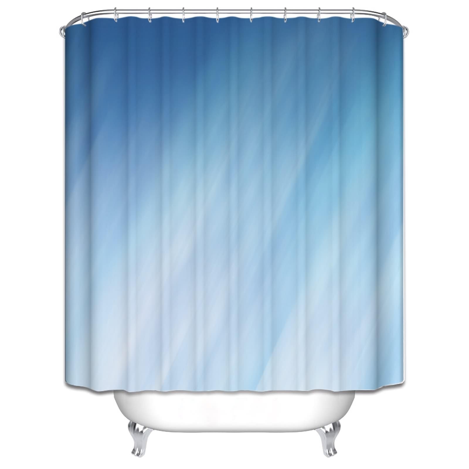 Rideau douche tissu sans percage bleu 180x180 anti moisissure