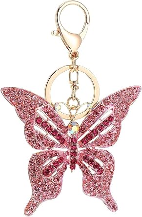 Butterfly Keychain Crystal Rhinestone Sparkling Keychain Bling Key Fob Holder Bag Pendant Handbag Decor Accessories