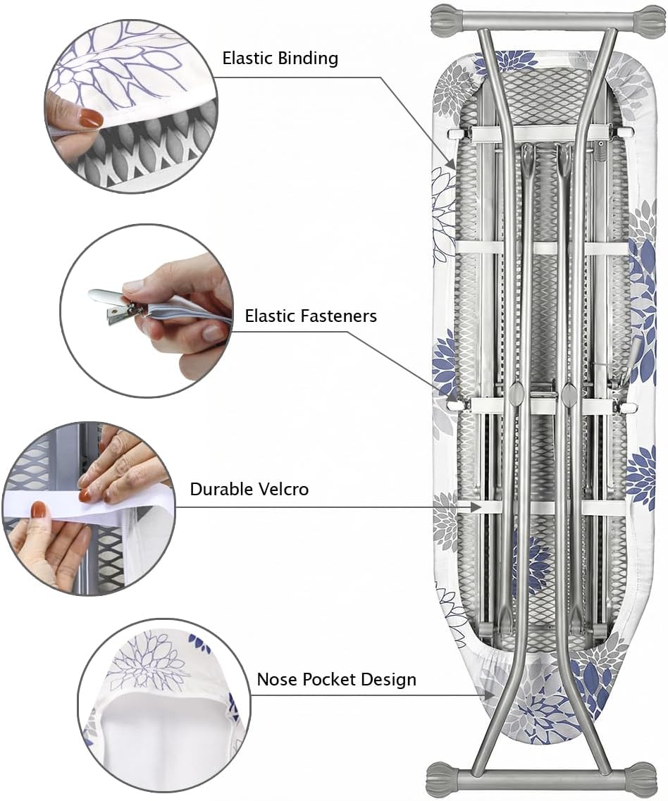 SheeChung Ironing Board Cover and Pad 18“x49”+Ironing Board Pad Only,Fit Ironing Boards Up to 57"x21",Cut to Desired Sizes