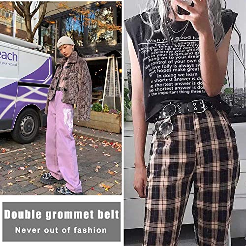 Yucforen Double Grommet Punk Leather Belt Unisex 2 Hole Fashion Jeans Belt #TOP4