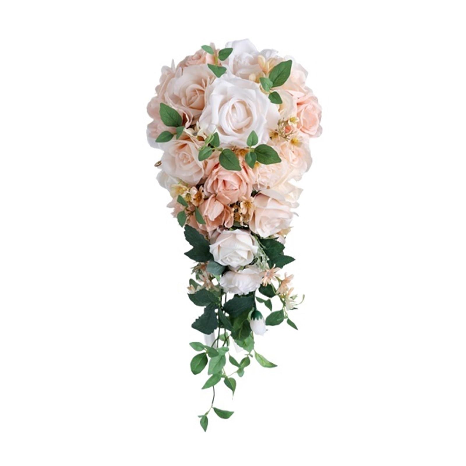 Gijmzy Champagne Casading Wedding Bouquets For Bride Handmade Silk