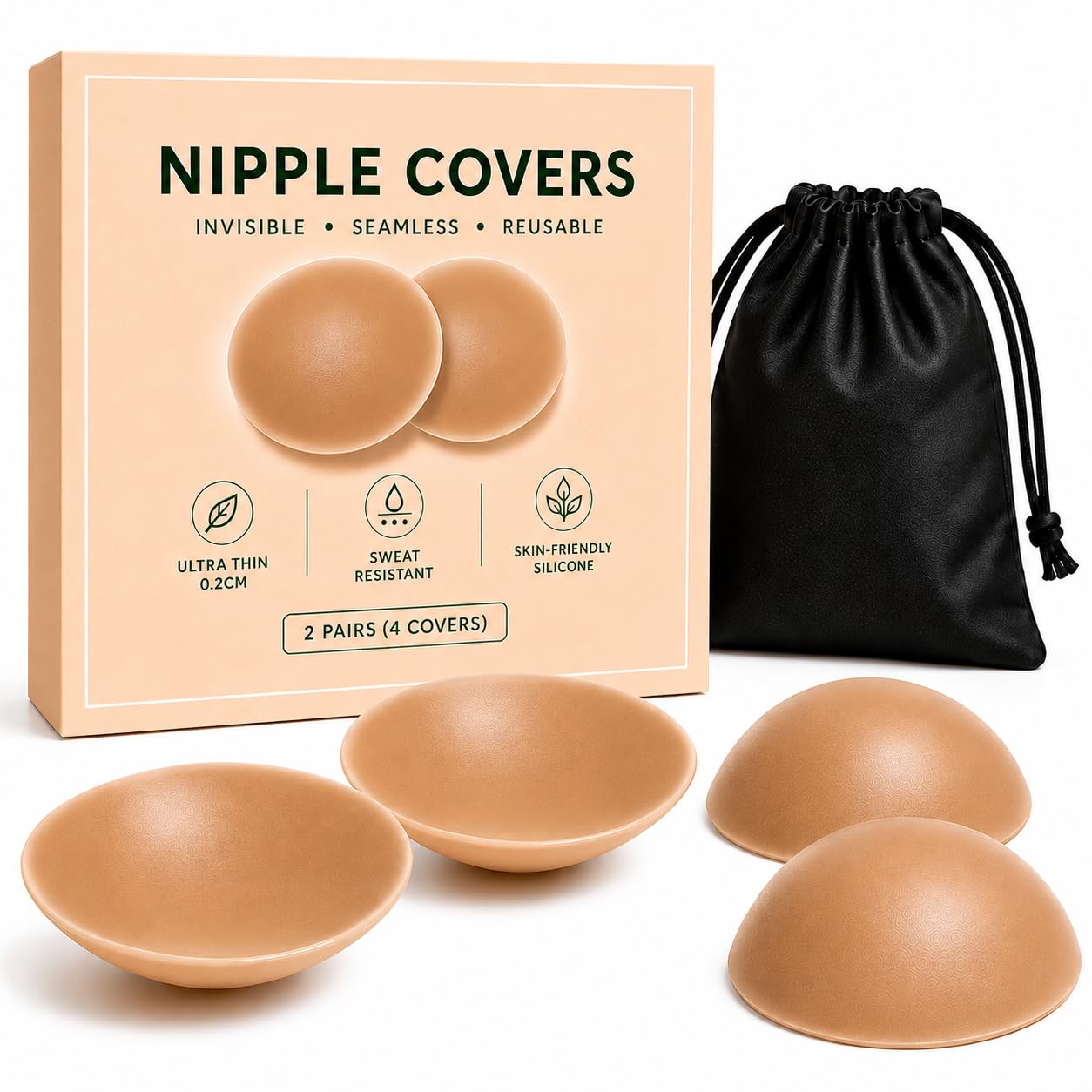 Nip Covers [2 pairs] - Nipple Pads - Silicone Nipple Covers Invisible