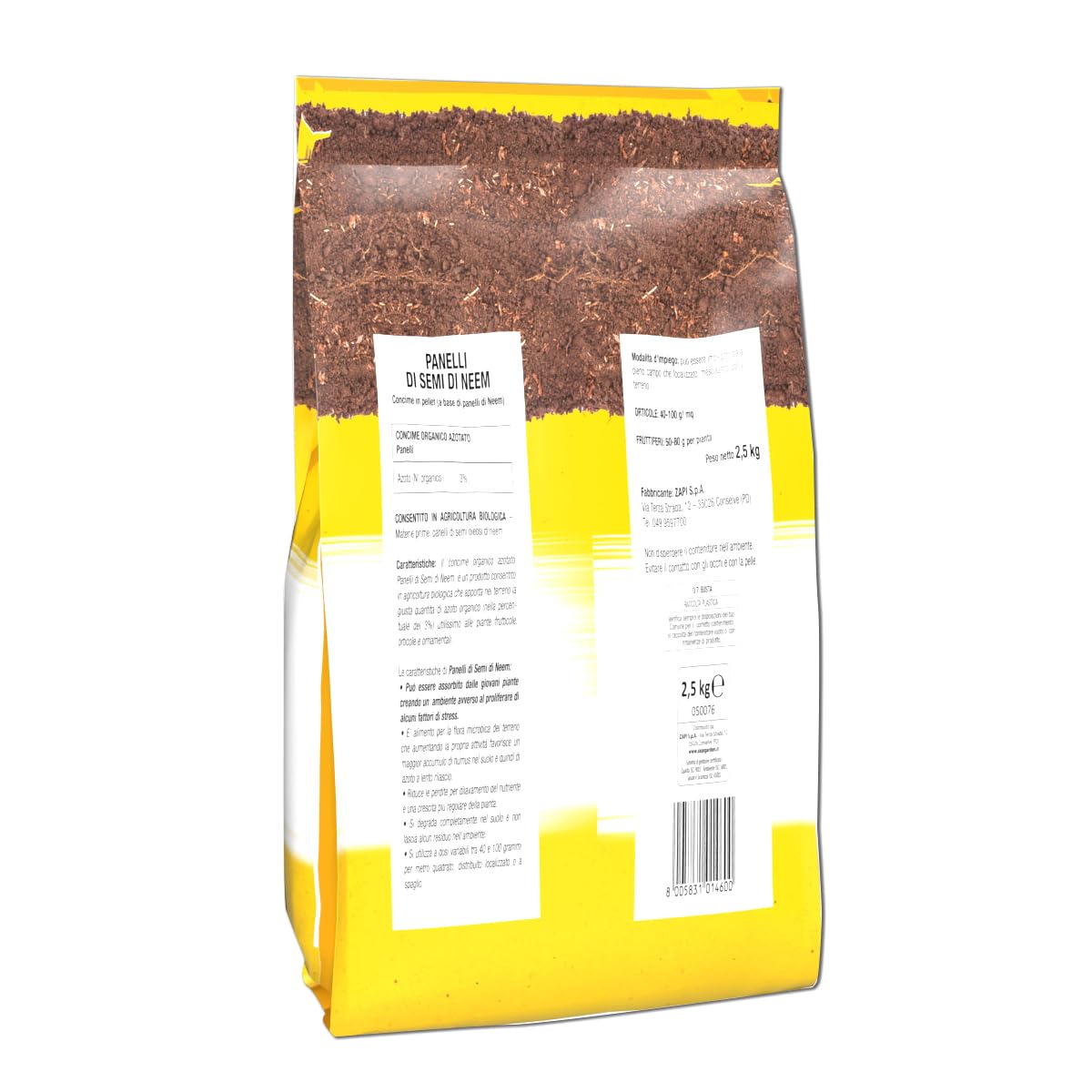 Zapi Garden | Panelli di Semi di Neem, Concime Organico Azotato, per Orticole e Fruttiferi, 2,5kg