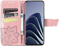 Vista 2 de Funda tipo cartera compatible con OnePlus 10 Pro para mujer, de piel, con función atril magnético y tarjetero para OnePlus 10 Pro 5G, mariposa, oro