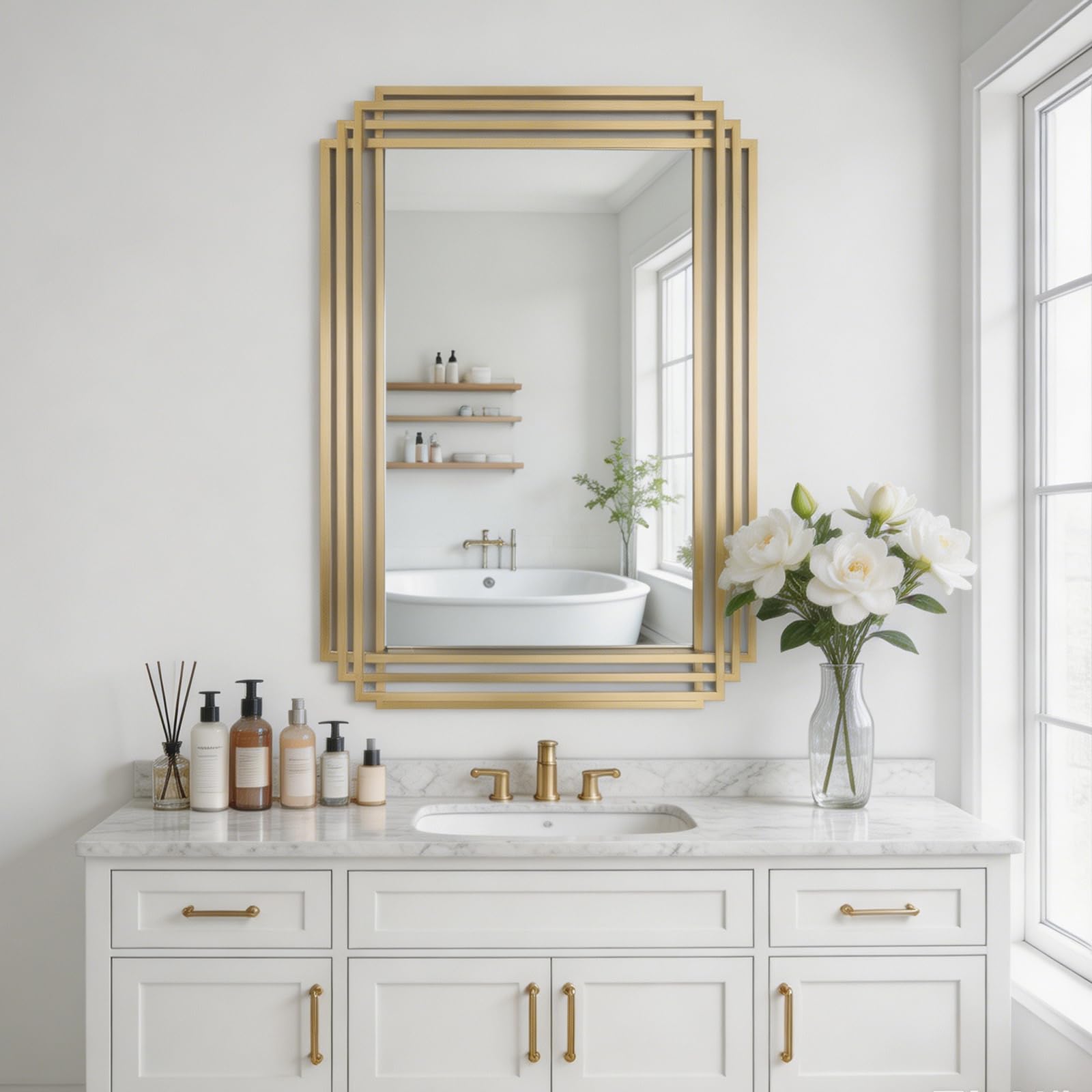 DAOYIJIAJU Geometric Metal Frame Mirror 36x24