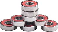 Pacote com 8 Rolamentos de Skate ABEC-11 608 Rolamentos de Roda Longboard de Patins de Alta Velocidade 8 mm Furo Preto Vermelho Peças de Reposição (Vermelho)