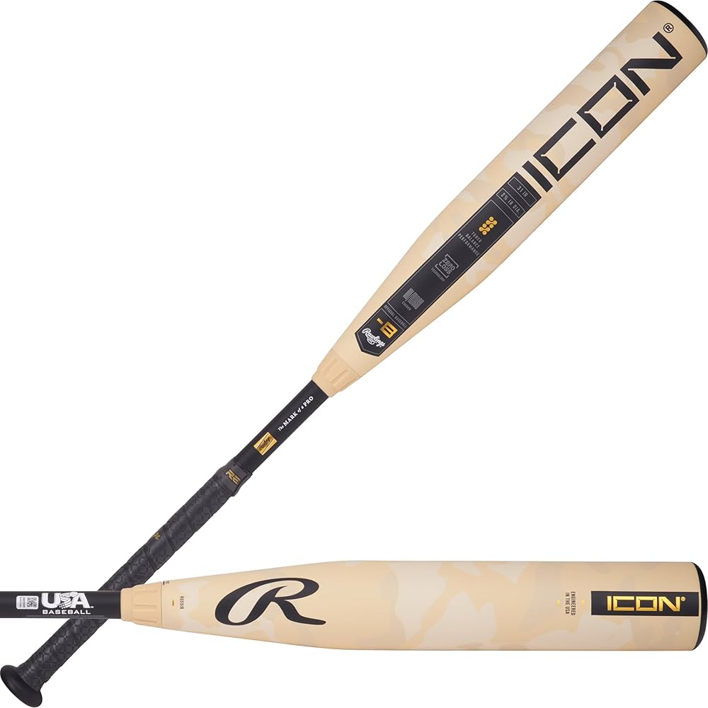 【美】Rawlings ICON 少年硬式 29インチ74cm 17oz480g Rawlings Icon USA Youth Baseball Bat | 29-inch | -8: Buy
