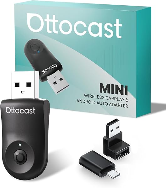 【公式】オットキャスト MINI Ottocast 新型ミニCarPlay Android Auto ワイヤレスUSBカーアダプター 2025最新 アンドロイドオート&カープレイ無線化接続 純正有線CarPlay/Android Auto搭載車適合 iPhone&Androidスマホ用 ナビ 音楽 ハンズフリー通話 メッセージ受送信対応【技適認証取得済み】 - 1