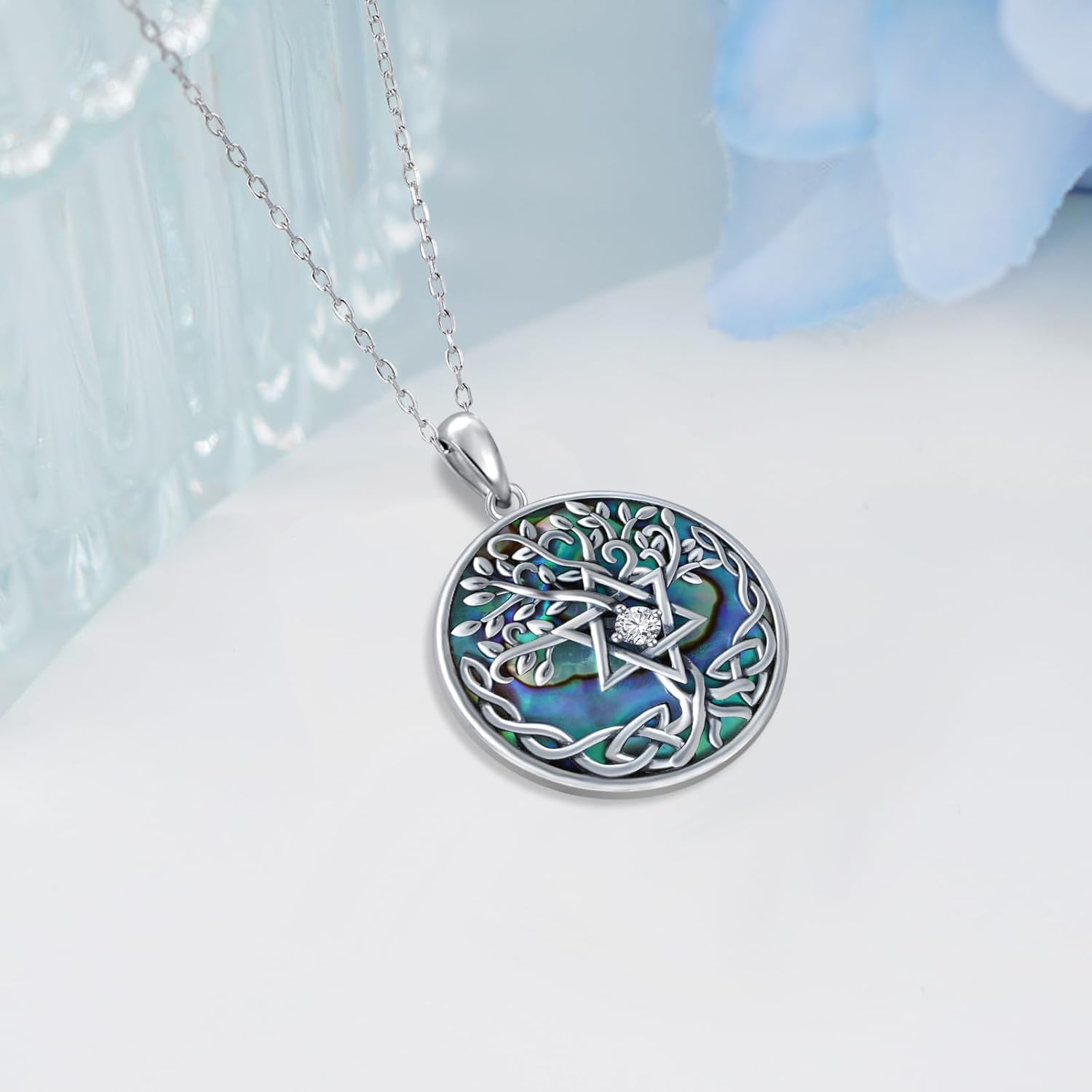 Star of David Necklace 925 Sterling Silver Tree of Life Pendant Necklace Jewish Jewelry Gifts for Women - Image 3