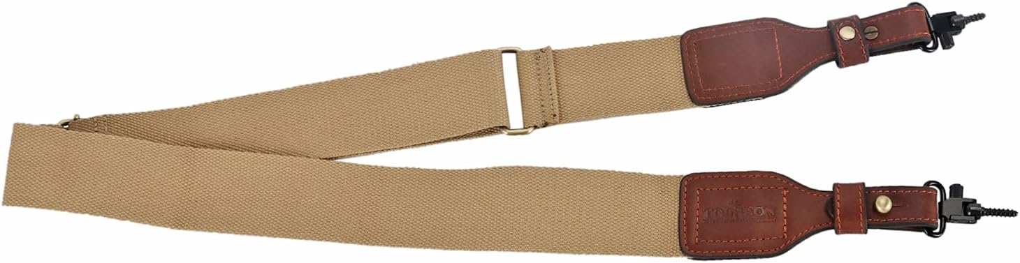 TOURBON Shooting Comfortable Rifle Sling Gun Carrying Strap with Swivel Cotton Webbing with Leather