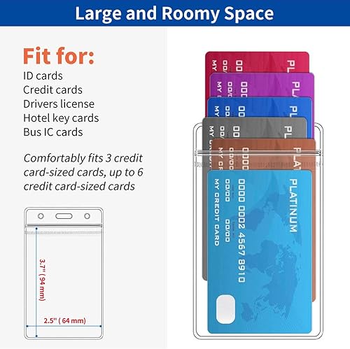 Miniatura 6 de Paquete de 20 soportes verticales extra gruesos para tarjetas de identificación transparentes para cordón separable, soporte para tarjetas de