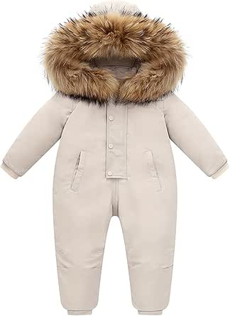Générique Bébé Combinaison De Neige,Chaud À Capuche Veste Combinaison De Neige Combinaison Bebe Hiver Graphic Snowsuit Fleece Barboteuse Enfant Grenouillère Rembourré